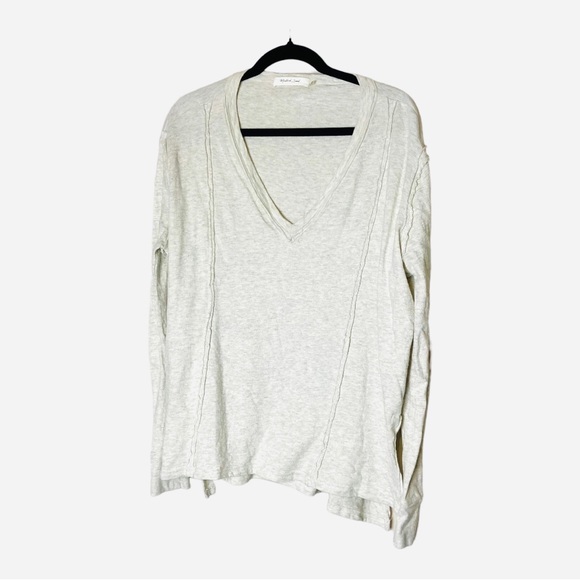 Mustard Seed 100% Cotton Pullover Raw Hems Cream Size Large - Picture 1 of 7